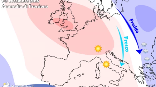 Anticiclone sull'Europa: dopo il freddo, periodo stabile e temperature in media